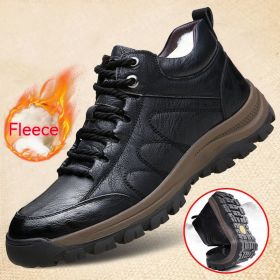 Casual Leather Shoes Simple Travel Outdoor Men's Shoes (Option: Cotton Black-42)