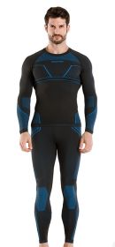 Quick-drying underwear suits for men and women (Option: Male black and blue-XL)