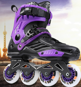 Adult Inline Roller Dkating Beginner Fancy Flat Shoes (Option: Purple-40)