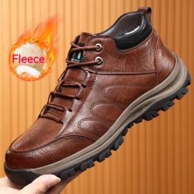 Casual Leather Shoes Simple Travel Outdoor Men's Shoes (Option: Cotton Brown-42)