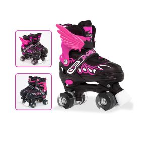 Children Adjustable Skates Roller Skates Boys Girls Kid's Roller  4-Wheels Outdoor Sports Skates (Option: Flash wheel-Pink-S)