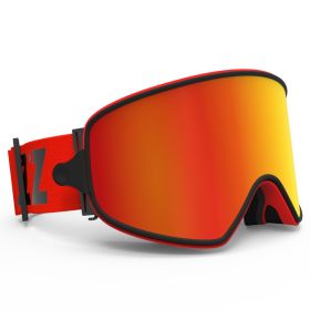 Magnet myopia night vision ski goggles (Option: Red frame red tablet)