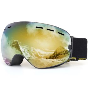 Coated Large Spherical Mirror, Windproof Cocaine Myopia Goggles, Ski Goggles HX18 Edge (Option: Gold film)