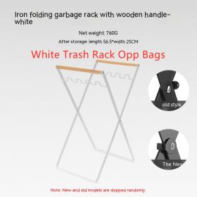 Outdoor Wooden Handle Wrought Iron Garbage Storage Hanger (Option: White Trash Rack Opp Bags)