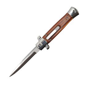 Stiletto OTF Knife w/ Belt Clip (Color: Wood)