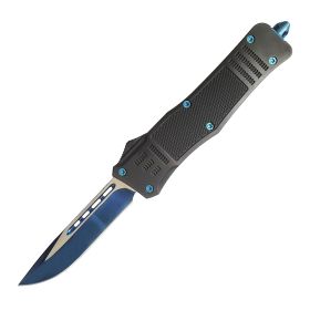 Automatic OTF Knife w/ Belt Clip (Color: Blue Anodized, size: small)