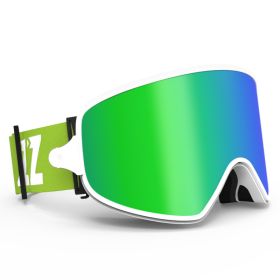 Magnet myopia night vision ski goggles (Option: White frame green sheet)