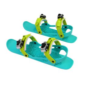 Mini Ski Skates Portable Short Skiboard Adjustable Skates Shoes For Snow (Option: Childrens green box)