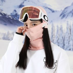 Velvet Windproof Ski Head Cover Protective Mask (Option: Skin pink10-M)