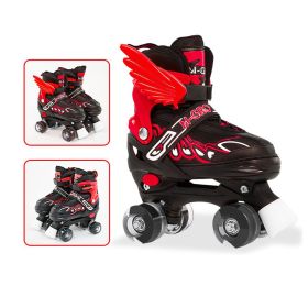 Children Adjustable Skates Roller Skates Boys Girls Kid's Roller  4-Wheels Outdoor Sports Skates (Option: Flash wheel-Red-S)