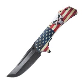 12.25" American Flag Knife (Style: US Flag w/ Skull)