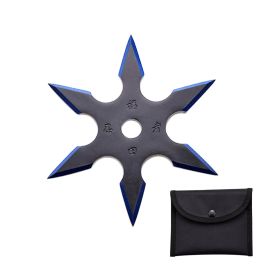 4-INCH 6 Points Throwing Star with Pouch (Color: Blue)