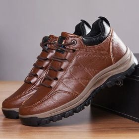 Casual Leather Shoes Simple Travel Outdoor Men's Shoes (Option: Brown-44)