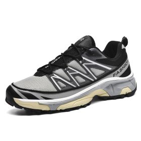 Running Shoes Mesh Sneakers Hiking Boots (Option: Black Gold Gray-46)