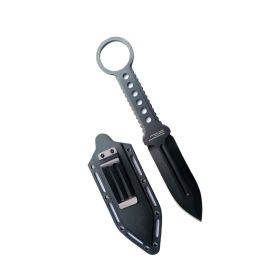 Double Edge Boot Knife Full Tang w/ Clip (Color: Black)