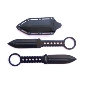 Double Edge Boot Knife Full Tang w/ Clip (Color: Silver)